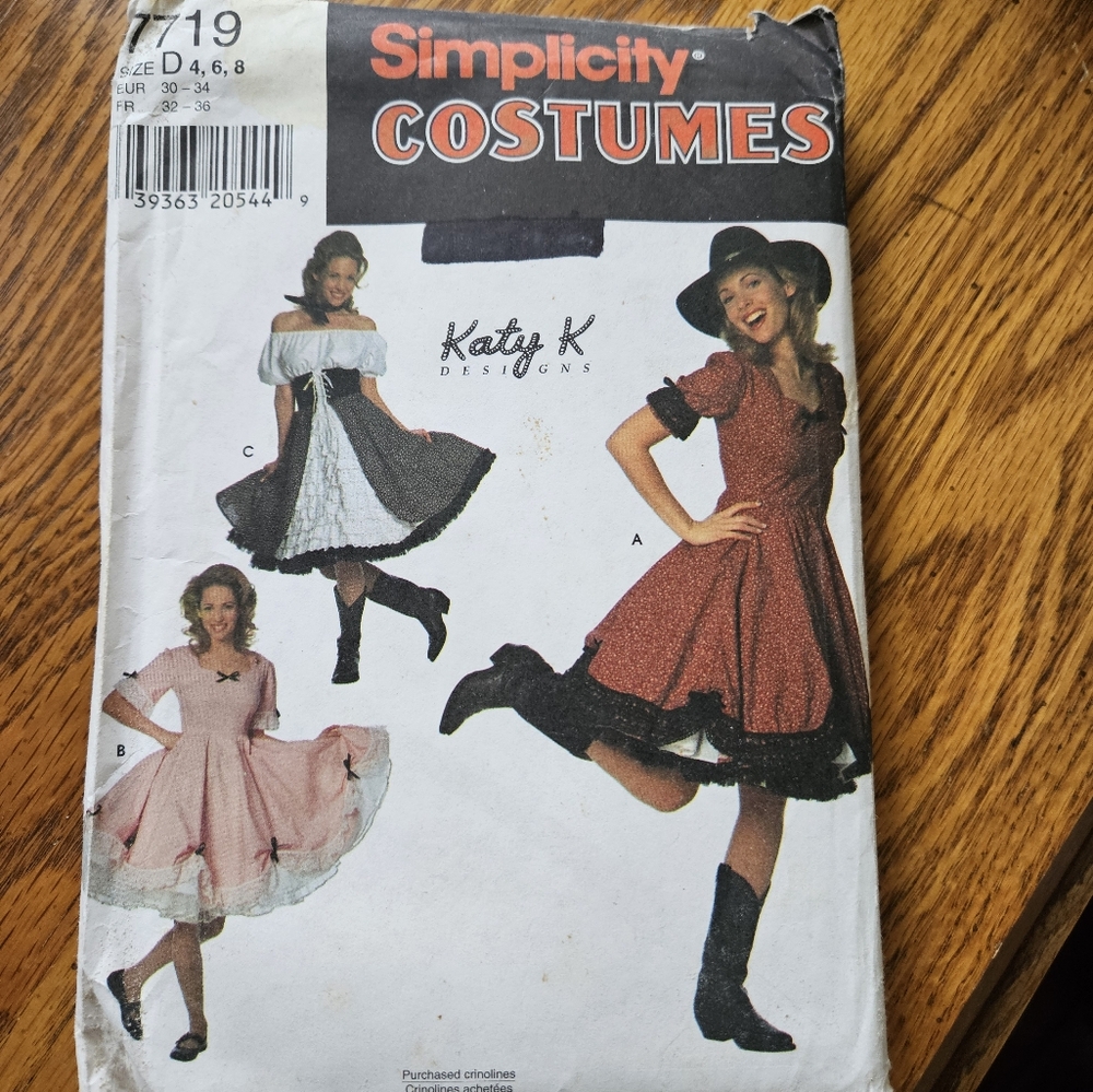 Simplicity Cosume Square Dance Pattern Size 4-6-8 Uncut  Misses/petite Vintage
